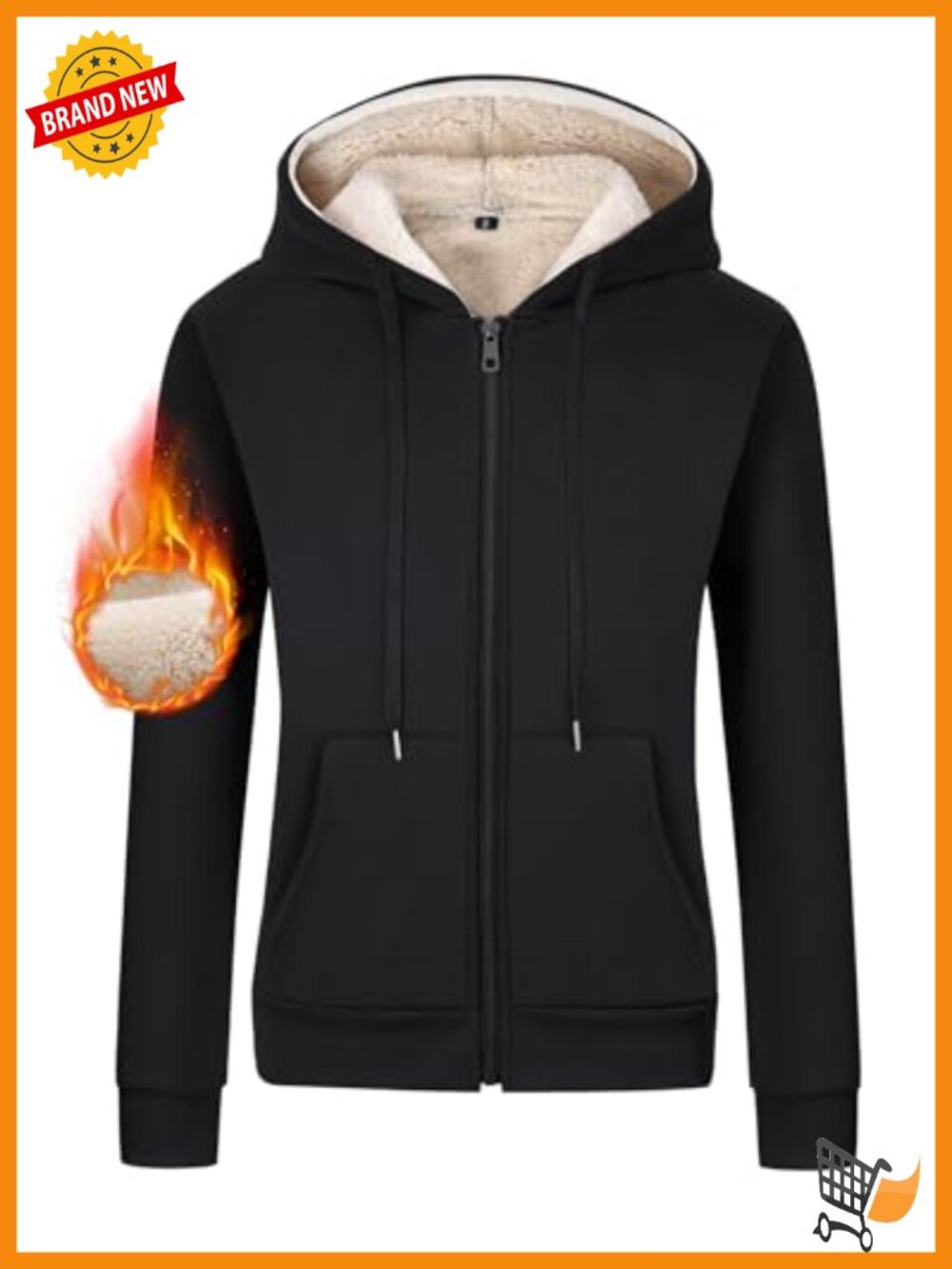 Women's Sherpa Lined Hooded Zip Up Fleece Jacket Winter Coat